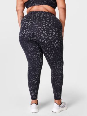 Леопардовые тканевые брюки с принтом Sweaty Betty черные