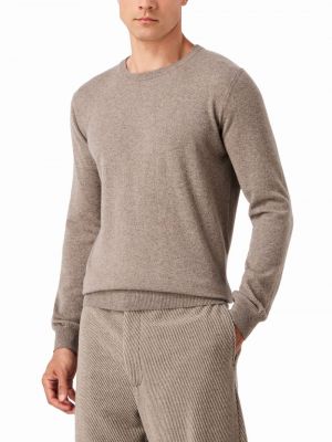 Sweter z kaszmiru z okrągłym dekoltem Giorgio Armani beżowy