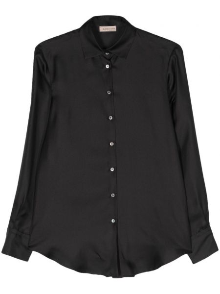 Svilena satenska srajca Blanca Vita črna