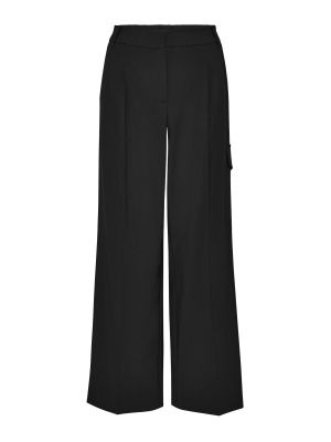 Viskózové nohavice s vysokým pásom na zips Opus - čierna