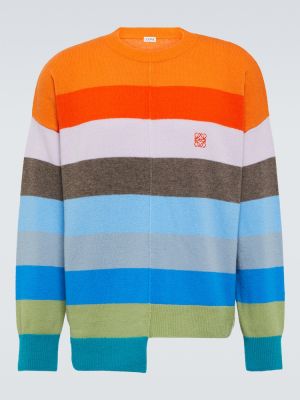 Sweter wełniany w paski Loewe szary