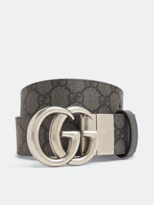 Серый двусторонний ремень Gucci