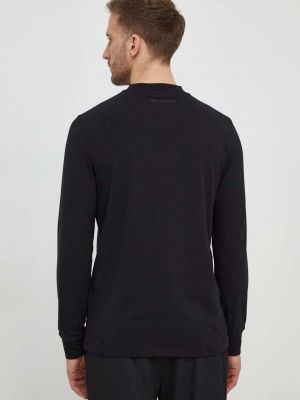 Bavlněné tričko s dlouhým rukávem s dlouhými rukávy s aplikacemi Karl Lagerfeld černé