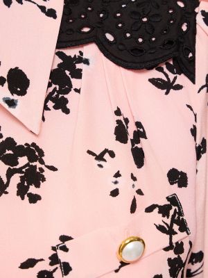 Hedvábné mini šaty s krátkými rukávy Alessandra Rich růžové