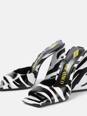 Papuci tip mules din piele cu imagine cu model zebră The Attico