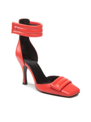 Полуотворени обувки с ток Patrizia Pepe червено