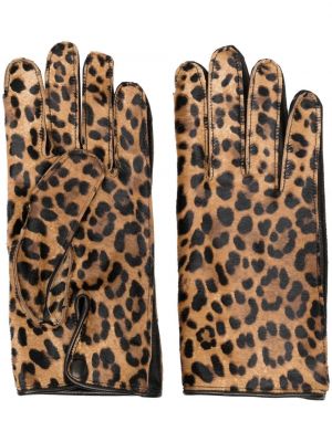 Rokavice s potiskom z leopardjim vzorcem Maison Margiela rjava