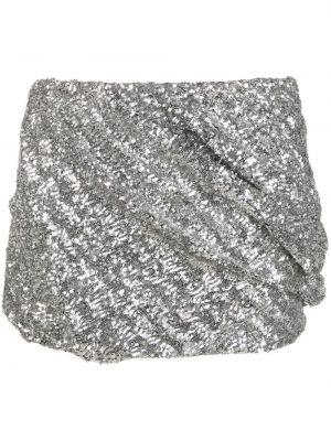 Mini spódniczka z cekinami The Attico srebrna