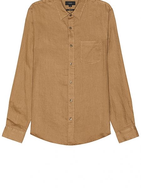 Camisa de lino manga larga Vince marrón