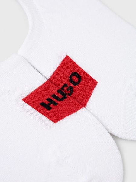 Stopki bawełniane z nadrukiem Hugo białe