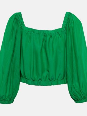 Bavlněný sametový hedvábný top Velvet zelený