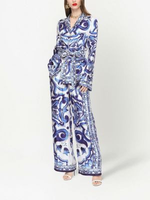 Hedvábné rovné kalhoty s potiskem Dolce & Gabbana