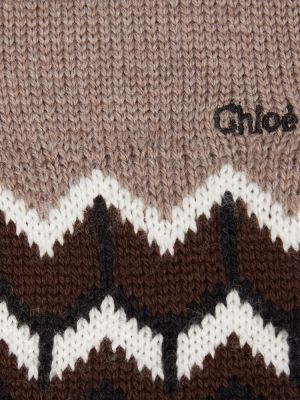 Guanti di lana in tessuto jacquard Chloã© marrone