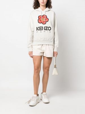 Bluza z kapturem bawełniana w kwiatki Kenzo szara