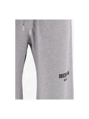 Pantalones de chándal de algodón con estampado Dolce & Gabbana gris
