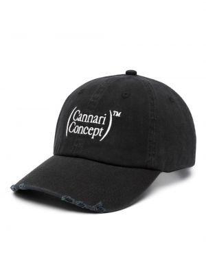Medvilninis siuvinėtas kepurė su snapeliu Cannari Concept juoda