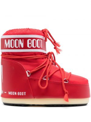 Śniegowce sznurowane koronkowe Moon Boot czerwone