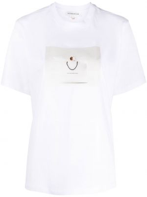 Тениска с принт Victoria Beckham бяло