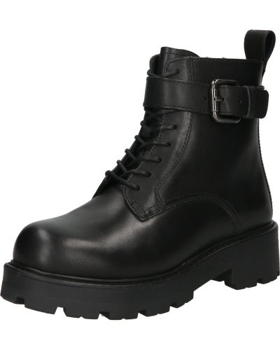 Kožené šnurovacie členkové topánky na podpätku Vagabond Shoemakers - čierna