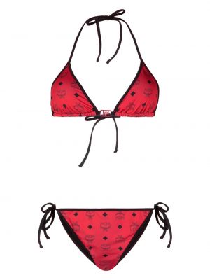 Bikini con stampa Mcm rosso
