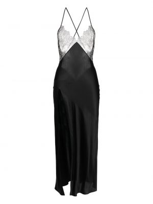Μεταξωτή κοκτέιλ φόρεμα με δαντέλα Maison Close μαύρο