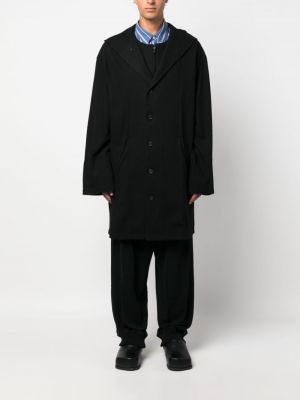 Płaszcz z kapturem Yohji Yamamoto czarny