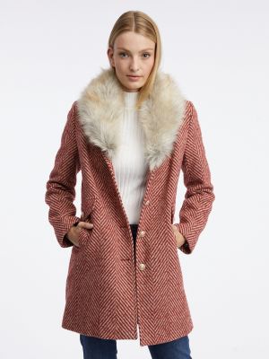 Zimný kabát s kožušinou s kožušinou Orsay červená