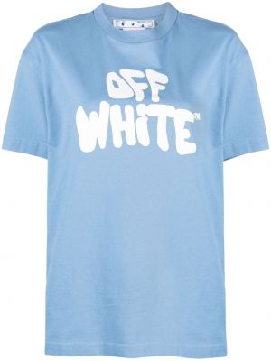 T-shirt z nadrukiem bawełniane z krótkim rękawem Off-white - biały
