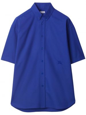 Βαμβακερό πουκάμισο με κέντημα Burberry μπλε
