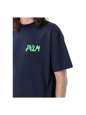 Camisa de algodón con estampado Palm Angels azul