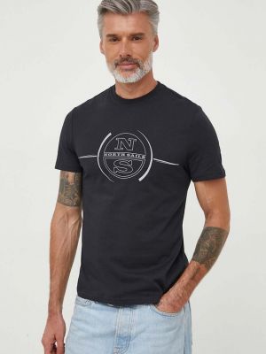 Bavlněné tričko s potiskem North Sails černé