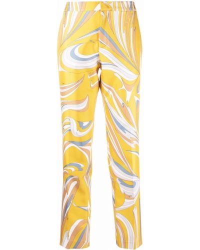 Pantalones rectos de cintura alta con estampado Emilio Pucci amarillo