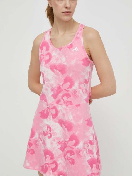 Virágos slim fit mini ruha Adidas rózsaszín