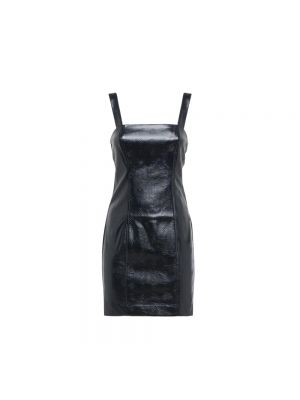 Sukienka mini skórzana w jednolitym kolorze Rotate Birger Christensen czarna