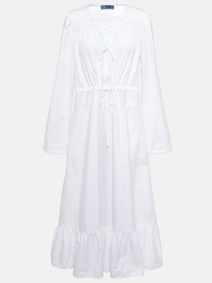 Хлопковое платье миди Polo Ralph Lauren белое
