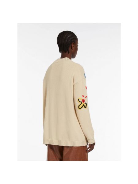 Oversize strickjacke aus baumwoll mit print Max Mara beige