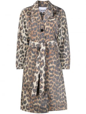 Kabát s leopardím vzorom Ganni béžová
