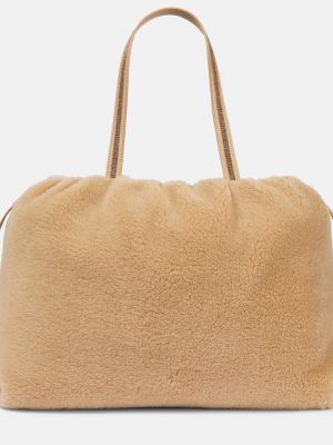 Kašmírová vlnená nákupná taška Brunello Cucinelli hnedá