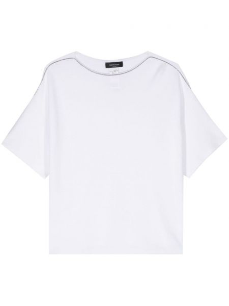 Βαμβακερή μπλούζα με χάντρες Fabiana Filippi λευκό