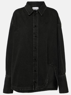 Oversized πουκάμισο τζιν The Attico μαύρο