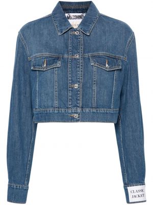 Krištáľová džínsová bunda Moschino modrá