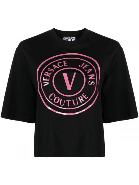 Polo majica sa dugačkim rukavima Versace Jeans Couture crna