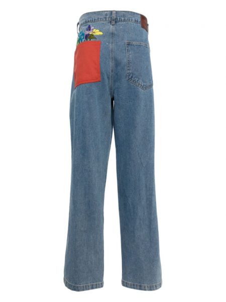 Květinové straight fit džíny Kidsuper modré