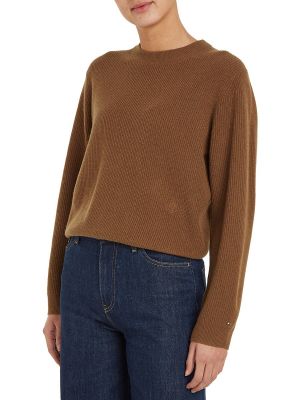Jersey manga larga de tela jersey de cuello redondo Tommy Hilfiger marrón