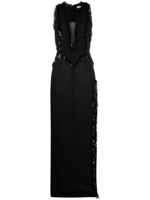 Vestido de noche con lentejuelas con flecos Elisabetta Franchi negro