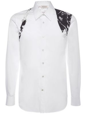 Camisa de algodón con estampado Alexander Mcqueen blanco