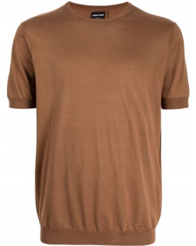 Jersey de punto manga corta de tela jersey Giorgio Armani marrón