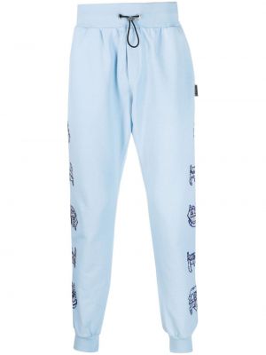 Bavlněné sportovní kalhoty Philipp Plein modré