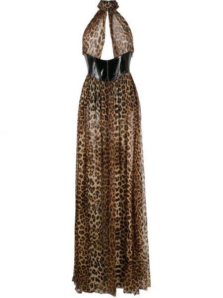Сукня з вирізом леопардове Philipp Plein, коричневе