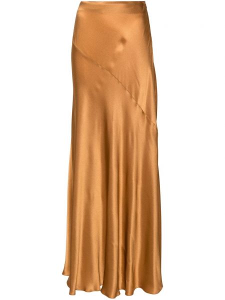 Saténová dlhá sukňa Alberta Ferretti hnedá